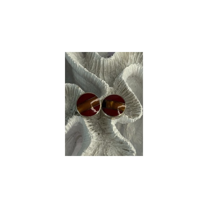 925 Sterling Silver Carnelian Earrings Length 0.70 Inch