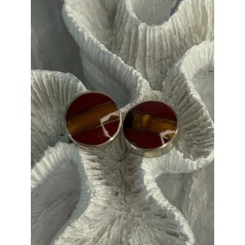 925 Sterling Silver Carnelian Earrings Length 0.70 Inch