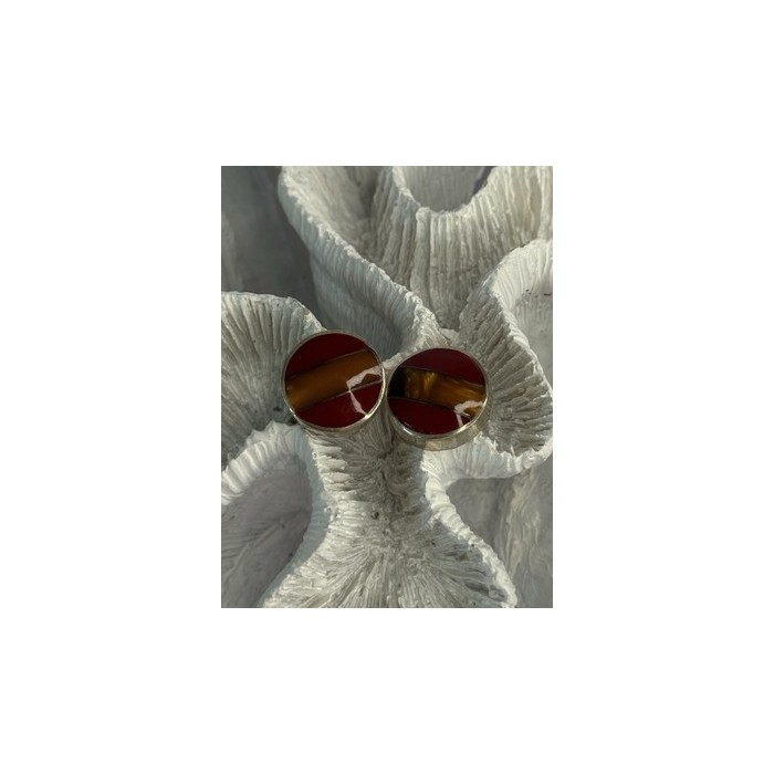 925 Sterling Silver Carnelian Earrings Length 0.70 Inch