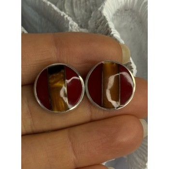 925 Sterling Silver Carnelian Earrings Length 0.70 Inch