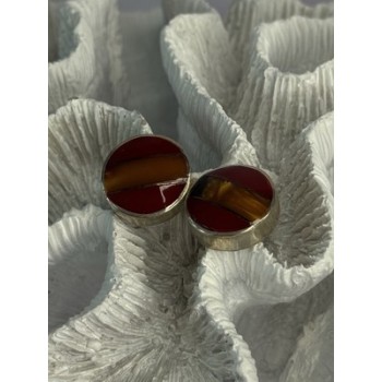 925 Sterling Silver Carnelian Earrings Length 0.70 Inch