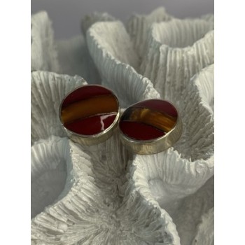 925 Sterling Silver Carnelian Earrings Length 0.70 Inch