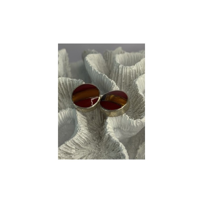 925 Sterling Silver Carnelian Earrings Length 0.70 Inch