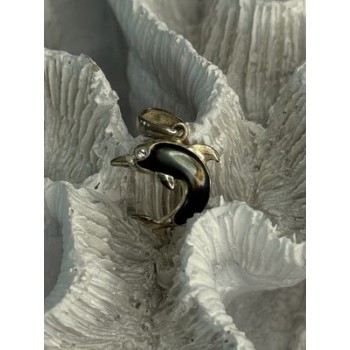 925 Sterling Silver Abalone Dolphin Pendant Length 0.90 Inch