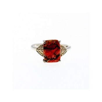 Vintage 925 Sterling Silver Jasper Ring Size 6.5