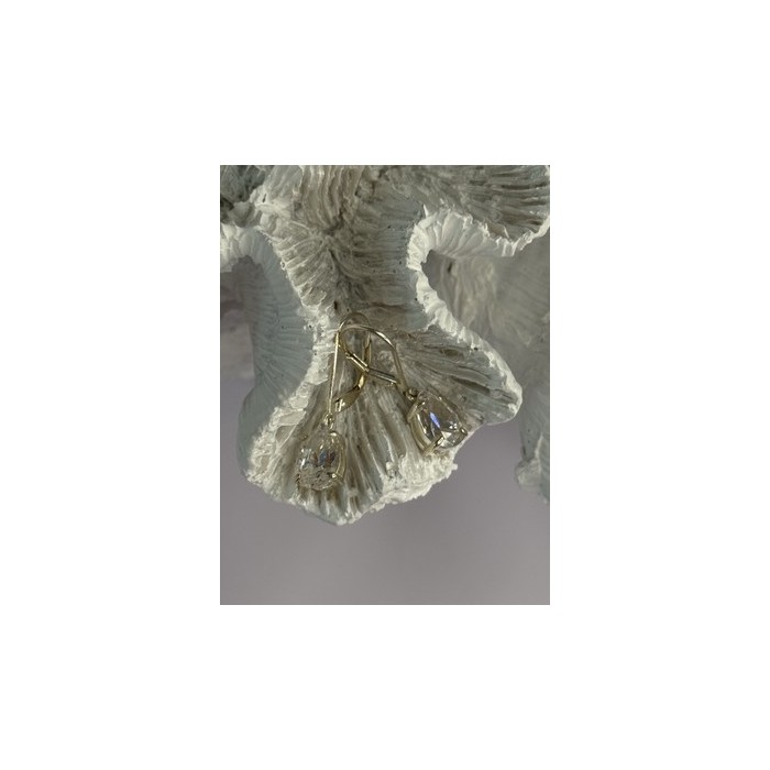 Shiny 925 Sterling Silver CZ Earrings Length 1 Inch