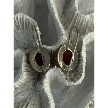 Vintage 925 Sterling Silver Carnelian Earrings Length 1.20 Inch