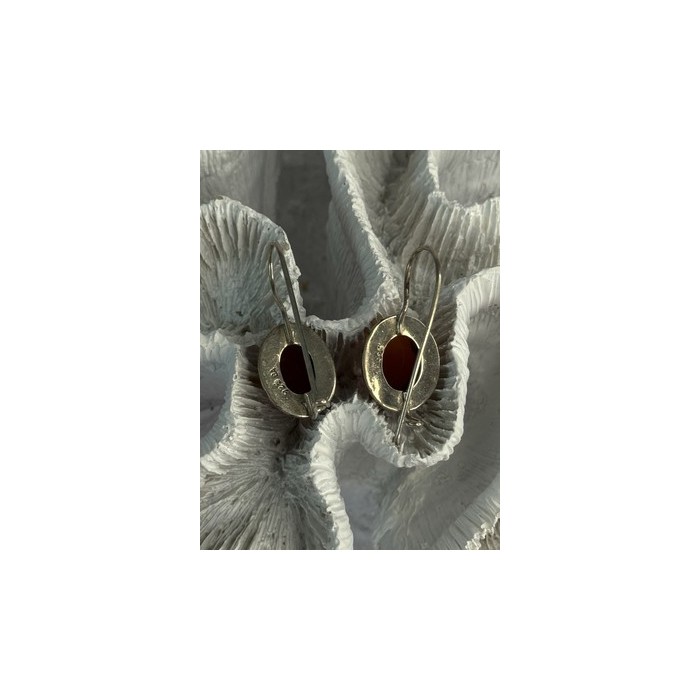 Vintage 925 Sterling Silver Carnelian Earrings Length 1.20 Inch