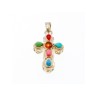 925 Sterling Silver Multicolor Agate Cross Pendant