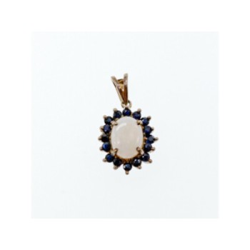 925 Sterling Silver Opal & Sapphires Pendant