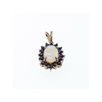 925 Sterling Silver Opal & Sapphires Pendant