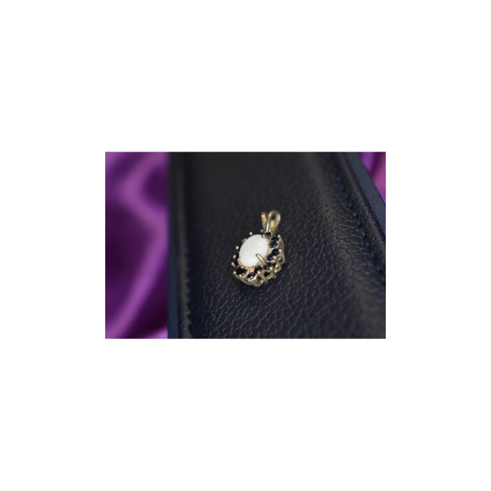 925 Sterling Silver Opal & Sapphires Pendant