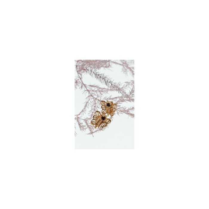 14K YELLOW GOLD GARNET BUTTERFLY  EARRINGS