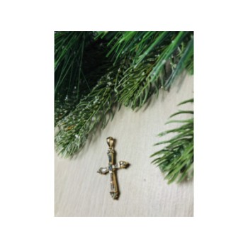 925 Sterling Silver Gold Plated Blue CZ Cross Pendant