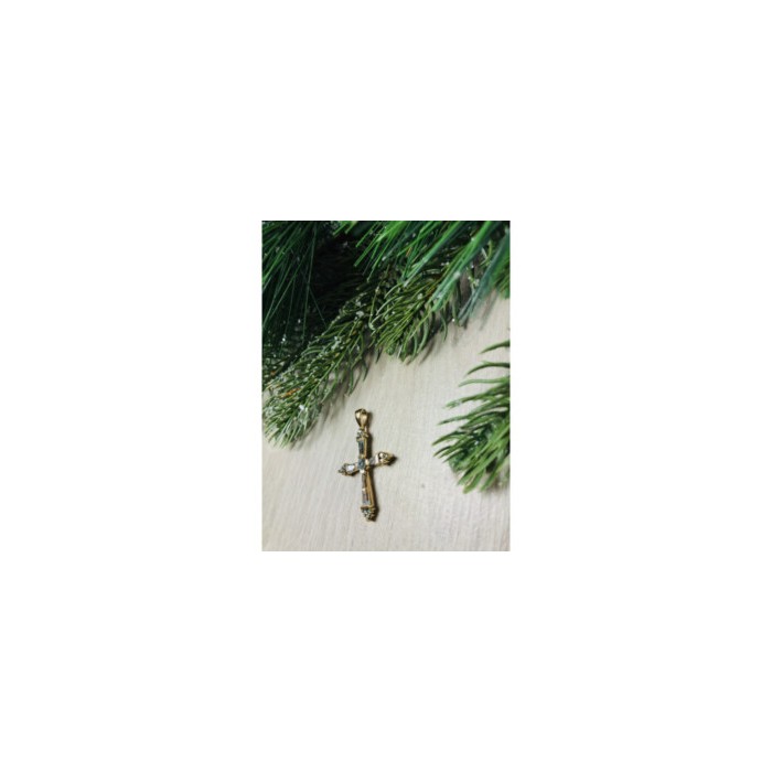 925 Sterling Silver Gold Plated Blue CZ Cross Pendant