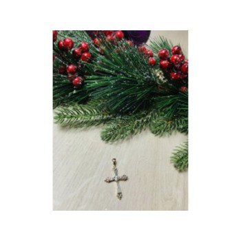 925 Sterling Silver Gold Plated Blue CZ Cross Pendant