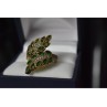 925 Sterling Silver Gold Plated Green Alpanite & CZ Ring Size 8.5