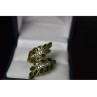 925 Sterling Silver Gold Plated Green Alpanite & CZ Ring Size 8.5