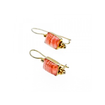 925 Sterling Silver Gold Plated Agate Earrings