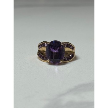 10K YELLOW GOLD AMETHYST RING SIZE 7