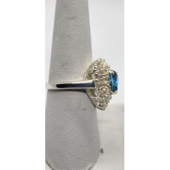 925 Sterling Silver Topaz Ring Size 8