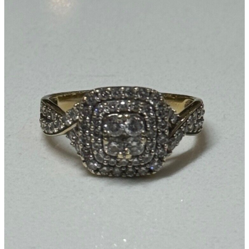 10K YELLOW GOLD DIAMONDS RING SIZE 9
