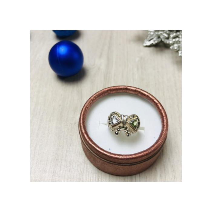 925 Sterling Silver Blue Topaz, Green Peridot & Marcasites Ring Size 6.5