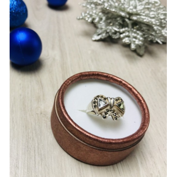 925 Sterling Silver Blue Topaz, Green Peridot & Marcasites Ring Size 6.5