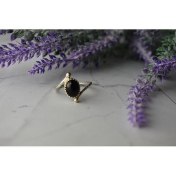 925 Sterling Silver Black Agate Ring Size 8