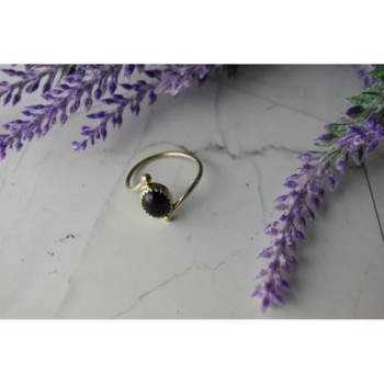 925 Sterling Silver Black Agate Ring Size 8