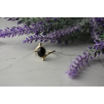 925 Sterling Silver Black Agate Ring Size 8