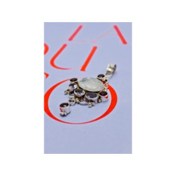 925 STERLING SILVER MOONSTONE, AMETHYST & GARNET PENDANT