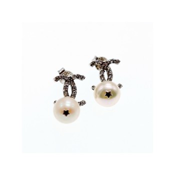 925 STERLING SILVER PEARLS & CZ EARRINGS
