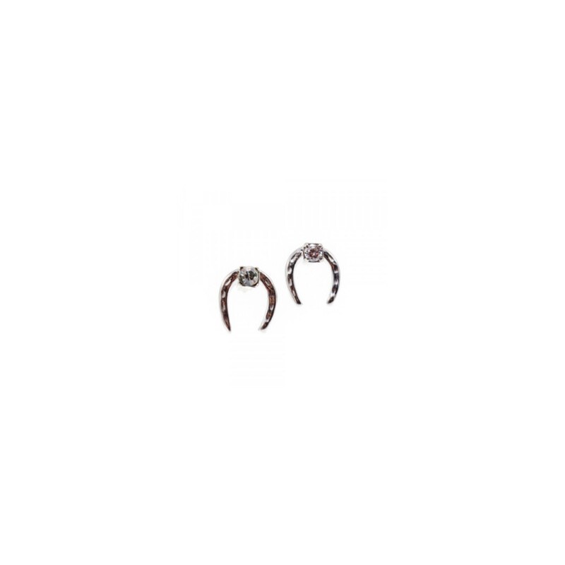 14K WHITE GOLD DIAMONDS HORSESHOE EARRINGS