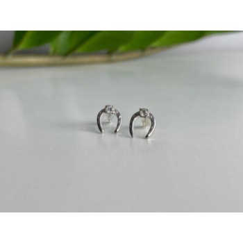 14K WHITE GOLD DIAMONDS HORSESHOE EARRINGS
