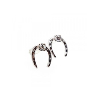14K WHITE GOLD DIAMONDS HORSESHOE EARRINGS