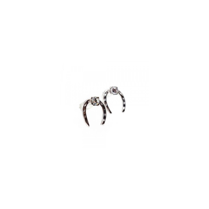 14K WHITE GOLD DIAMONDS HORSESHOE EARRINGS