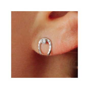 14K WHITE GOLD DIAMONDS HORSESHOE EARRINGS