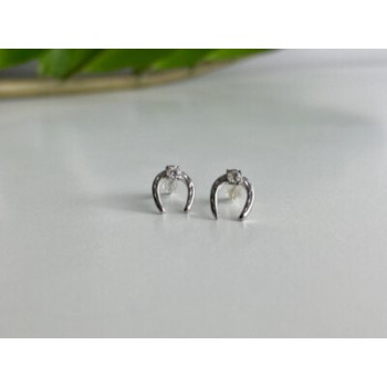 14K WHITE GOLD DIAMONDS HORSESHOE EARRINGS