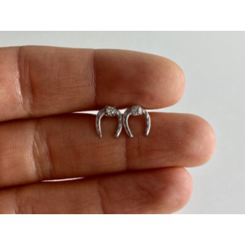 14K WHITE GOLD DIAMONDS HORSESHOE EARRINGS