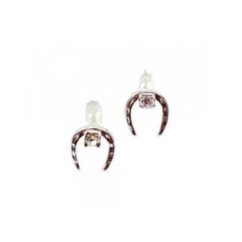 14K WHITE GOLD DIAMONDS HORSESHOE EARRINGS