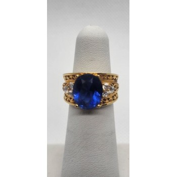 925 Sterling Silver With Blue CZ Ring Size 5