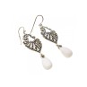 925 STERLING SILVER MOTHER OF PEARL & MARCASITES EARRINGS