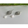 925 STERLING SILVER MOTHER OF PEARL & MARCASITES EARRINGS
