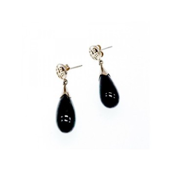 925 Sterling Silver Black Jasper Stud Earrings