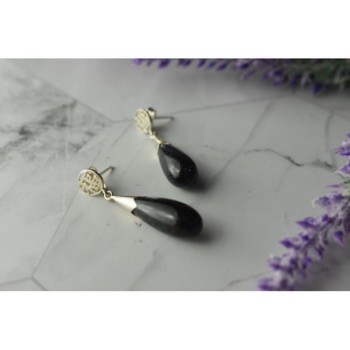 925 Sterling Silver Black Jasper Stud Earrings