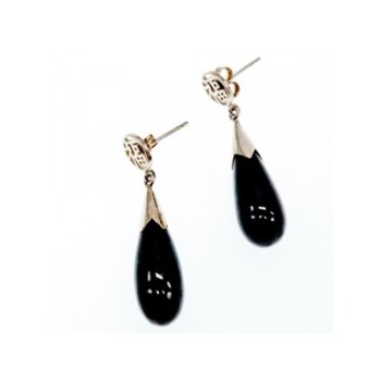 925 Sterling Silver Black Jasper Stud Earrings