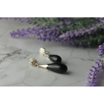 925 Sterling Silver Black Jasper Stud Earrings