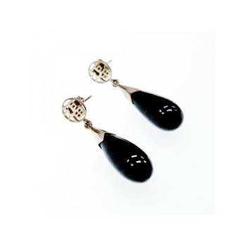 925 Sterling Silver Black Jasper Stud Earrings