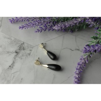 925 Sterling Silver Black Jasper Stud Earrings